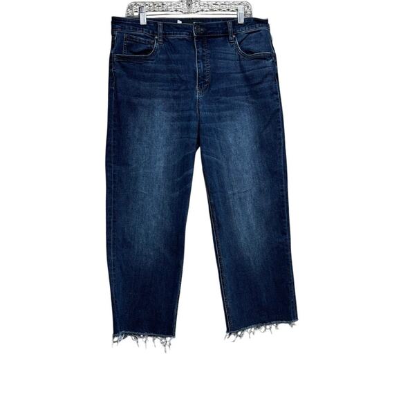 Kut from the Kloth Denim - KUT from the Kloth Elizabeth Fab Ab High Rise Straight Leg Jeans Size 10 Raw Hem